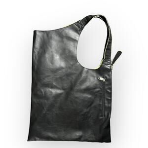 Elsewhere Black Faux Leather Rectangle Shoulder Bag with Wristlet Size L NWOT